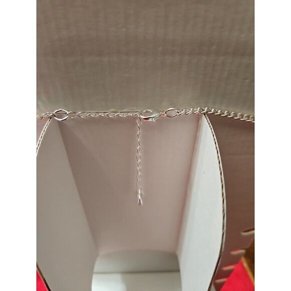 NECKLACE 8"L SILVER TONE w BLACK GLASS SQUARE STONES Paired With Black Earrings - Picture 3 of 5